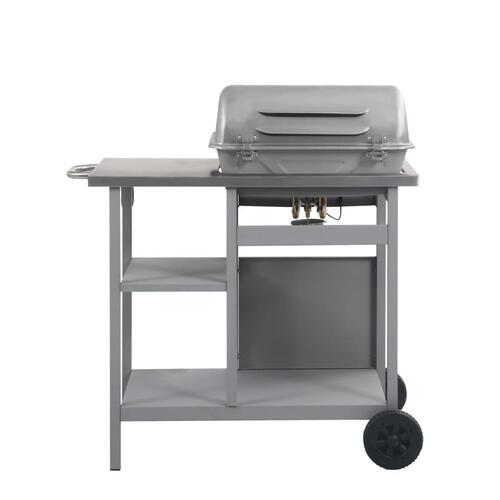 Gasgrill med 3-lags sidebord sølvfarvet