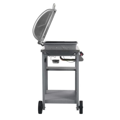 Gasgrill med 3-lags sidebord sølvfarvet
