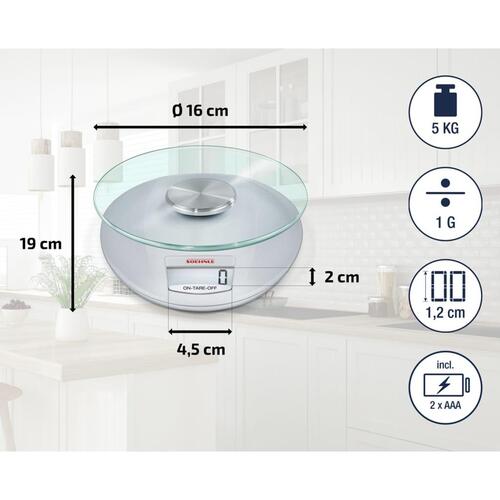 Soehnle digital køkkenvægt Roma 5 kg sølvfarvet