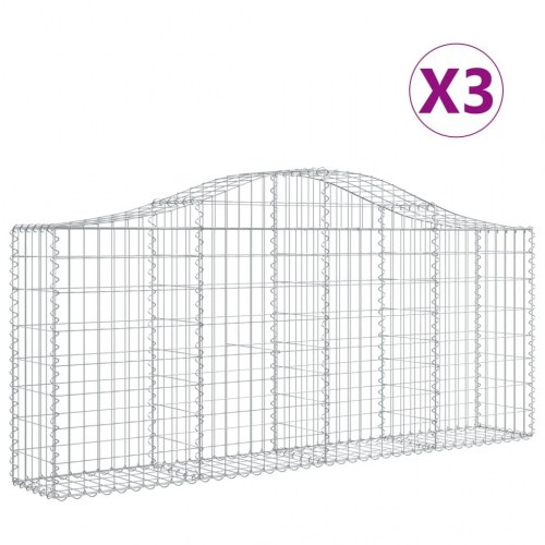 Buede gabionkurve - 3 stk. 200×30×80/100 cm i galvaniseret jern