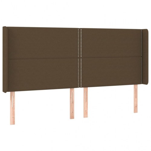Sengegavl med kanter 203×16×118/128 cm - stof, mørkebrun