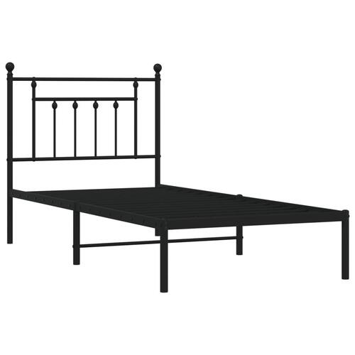 Sengeramme med sengegavl 90x190 cm metal sort