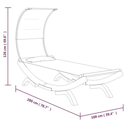 Loungeseng med baldakin 100x200x126 cm bøjet træ antracitgrå