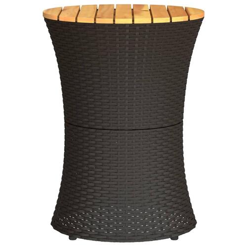 Sidebord trommeformet polyrattan og massivt træ sort