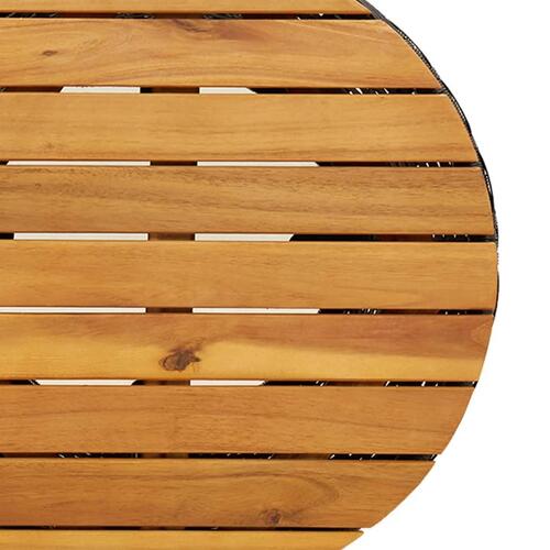 Sidebord trommeformet polyrattan og massivt træ sort