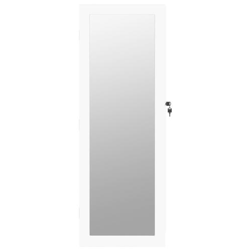 Væghængt smykkeskab med spejl 37,5x10x106 cm hvid