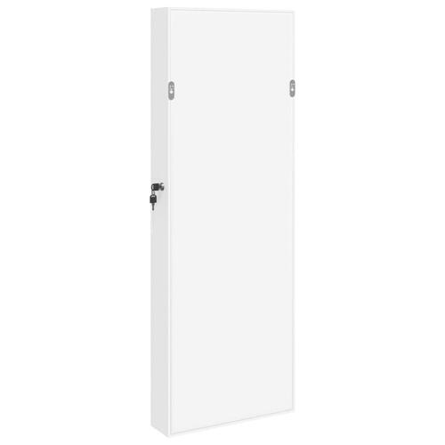 Væghængt smykkeskab med spejl 37,5x10x106 cm hvid