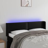 Sengegavl med LED-lys 147x16x78/88 cm kunstlæder sort