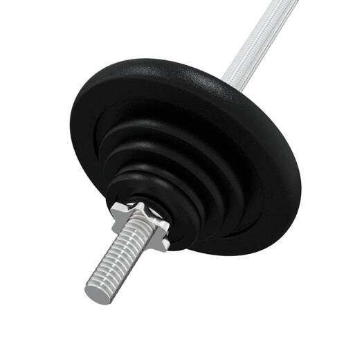 Vægtstang med skiver 90 kg støbejern