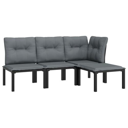 Loungesæt til haven 4 dele polyrattan sort og grå