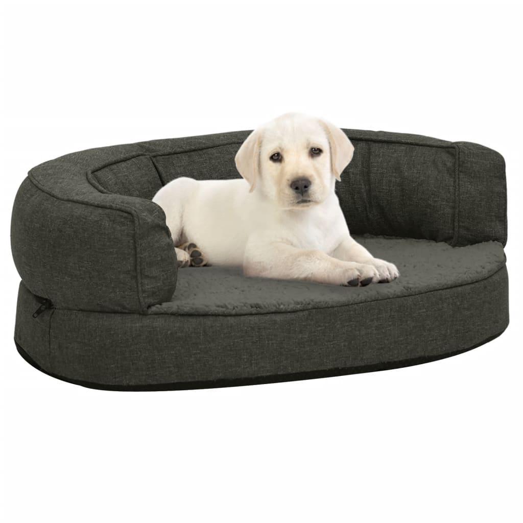 Ergonomisk hundeseng 60x42 cm hør-look fleece mørkegrå