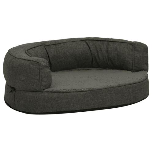 Ergonomisk hundeseng 60x42 cm hør-look fleece mørkegrå