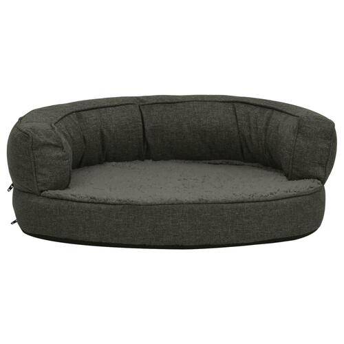 Ergonomisk hundeseng 60x42 cm hør-look fleece mørkegrå