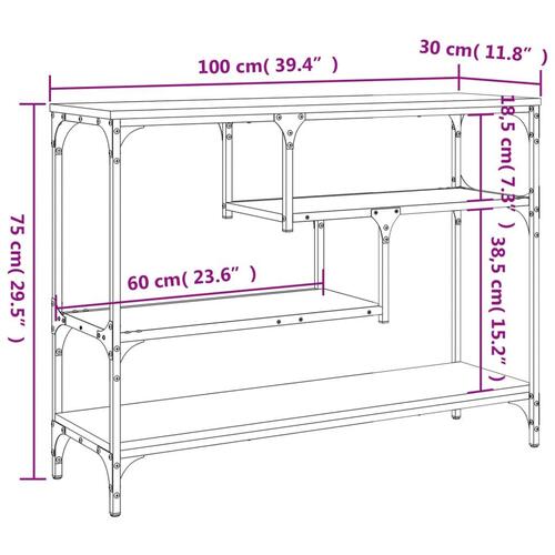 Konsolbord 100x30x75 cm konstrueret træ sonoma-eg