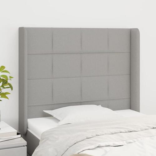 Sengegavl med kanter 83x16x118/128 cm stof lysegrå