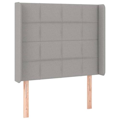 Sengegavl med kanter 83x16x118/128 cm stof lysegrå