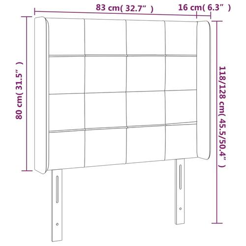 Sengegavl med kanter 83x16x118/128 cm stof lysegrå