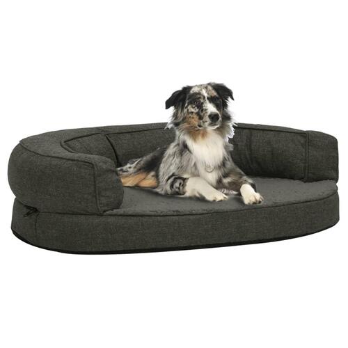Ergonomisk hundeseng 90x64 cm hør-look fleece mørkegrå