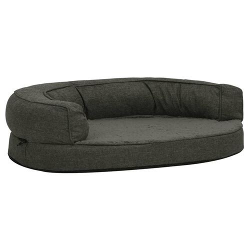 Ergonomisk hundeseng 90x64 cm hør-look fleece mørkegrå