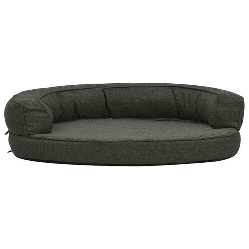 Ergonomisk hundeseng 90x64 cm hør-look fleece mørkegrå