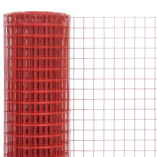Hønsenet stål med PVC-belægning 10 x 1 m rød