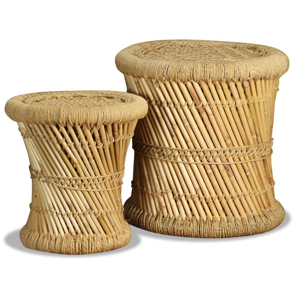 Taburetsæt 2 dele bambus jute