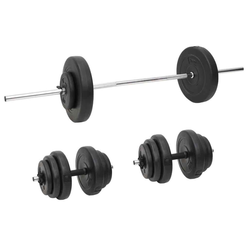 Vægtstang og håndvægt med skiver 60 kg
