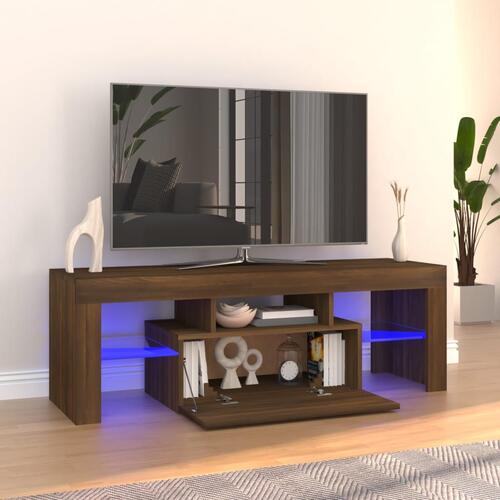 Tv-bord med LED-lys 120x35x40 cm brun egetræsfarve