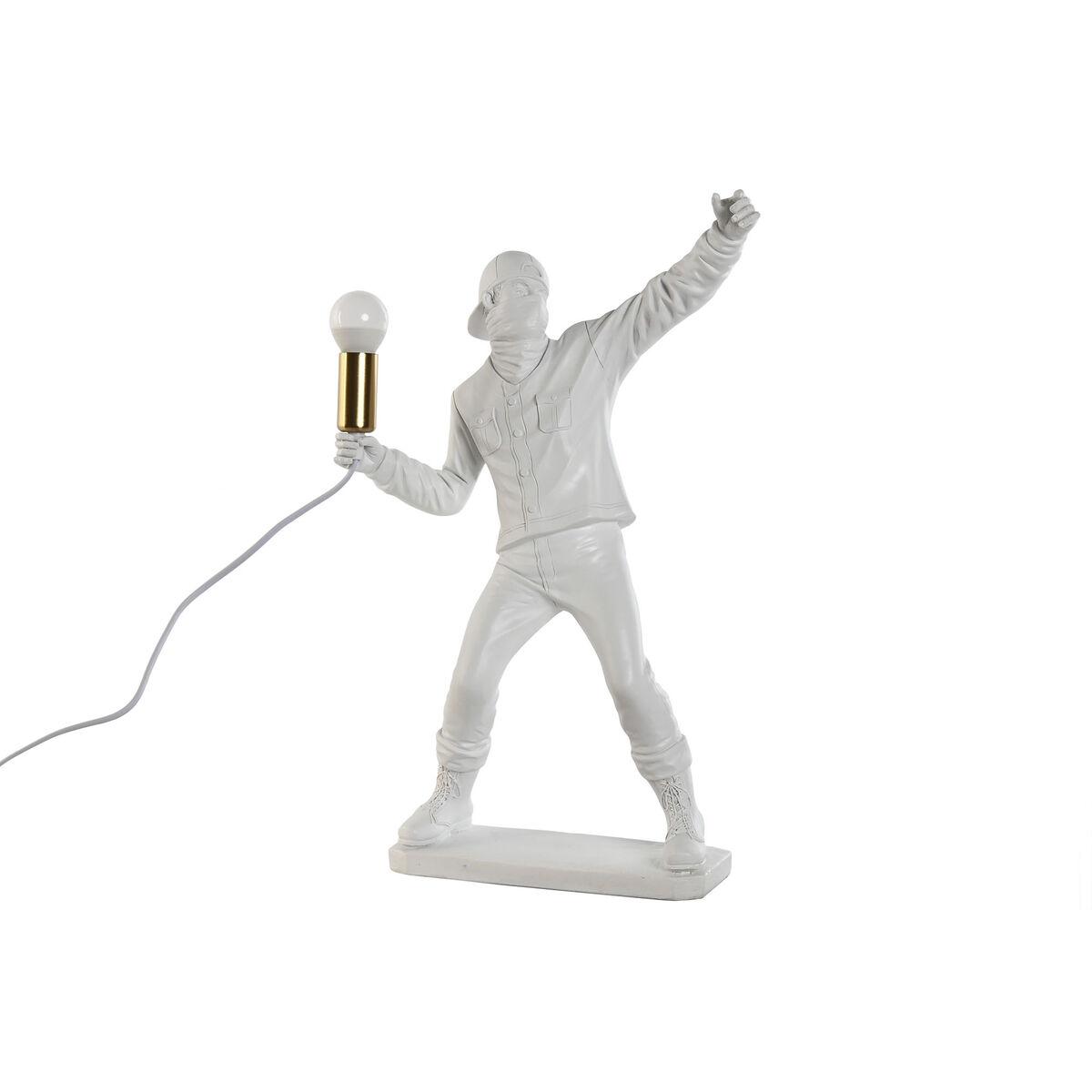 Bordlampe i harpiks, hvid/guld - 32 × 13 × 52 cm, E14, 220 V