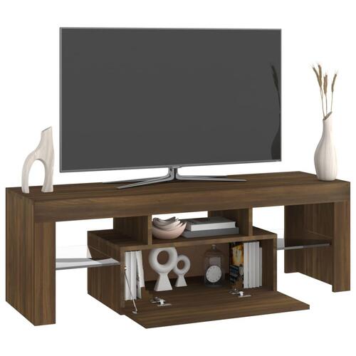Tv-bord med LED-lys 120x35x40 cm brun egetræsfarve