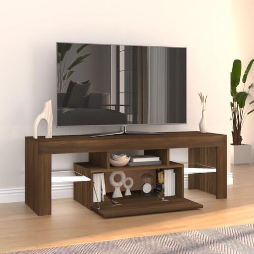 Tv-bord med LED-lys 120x35x40 cm brun egetræsfarve