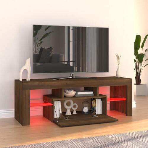 Tv-bord med LED-lys 120x35x40 cm brun egetræsfarve