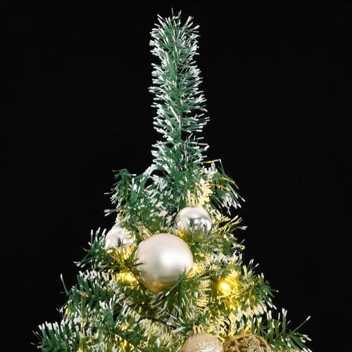 Kunstigt juletræ med 300 LED'er + sne og kuglesæt 180 cm