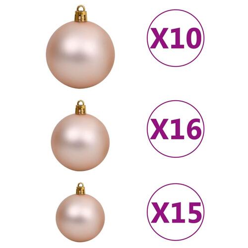 Kunstigt juletræ med 300 LED'er + sne og kuglesæt 180 cm