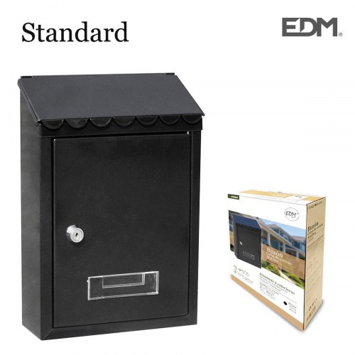 EDM Brevkasse 85806 - Standard, sort stål, 21 × 6 × 30 cm