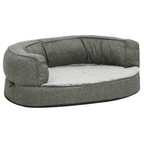 Ergonomisk hundeseng 60x42 cm hør-look fleece grå