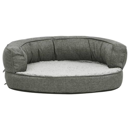 Ergonomisk hundeseng 60x42 cm hør-look fleece grå