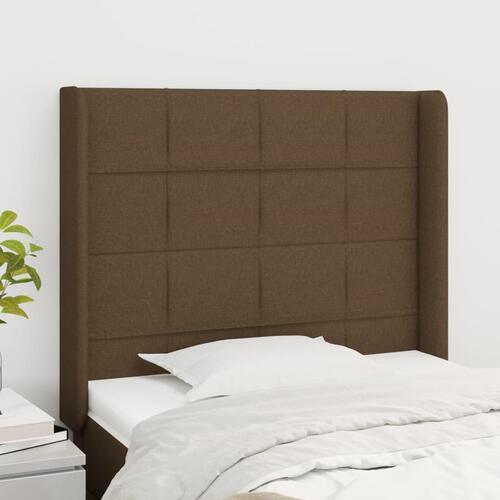 Sengegavl med kanter 83x16x118/128 cm stof mørkebrun
