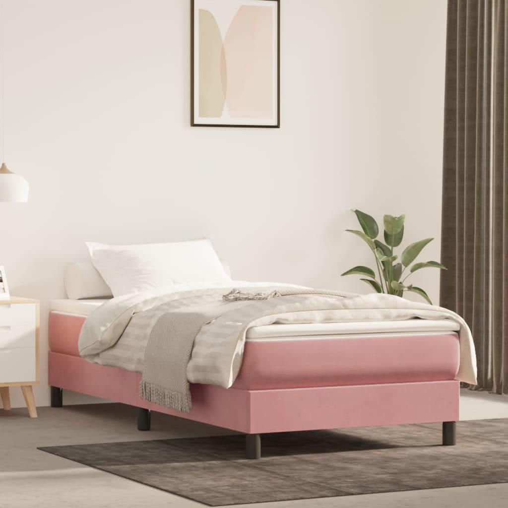 Kontinentalseng med madras 90x190 cm fløjl pink
