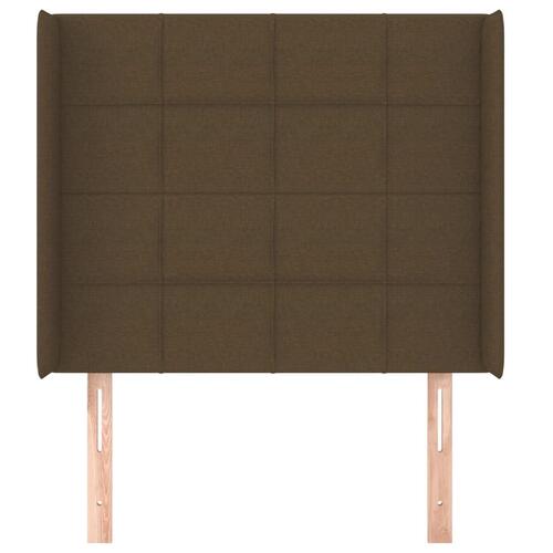 Sengegavl med kanter 83x16x118/128 cm stof mørkebrun