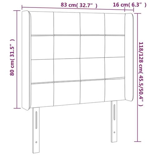 Sengegavl med kanter 83x16x118/128 cm stof mørkebrun