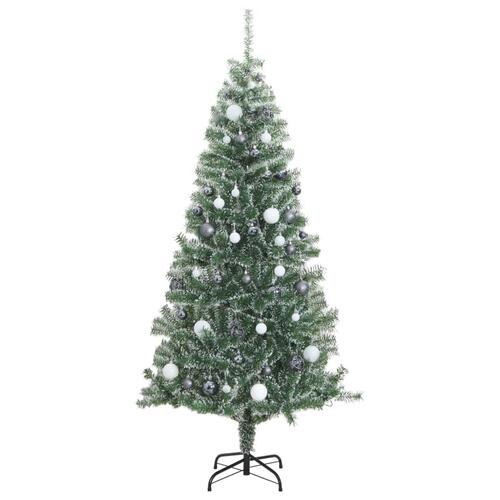 Kunstigt juletræ med 300 LED'er + sne og kuglesæt 210 cm