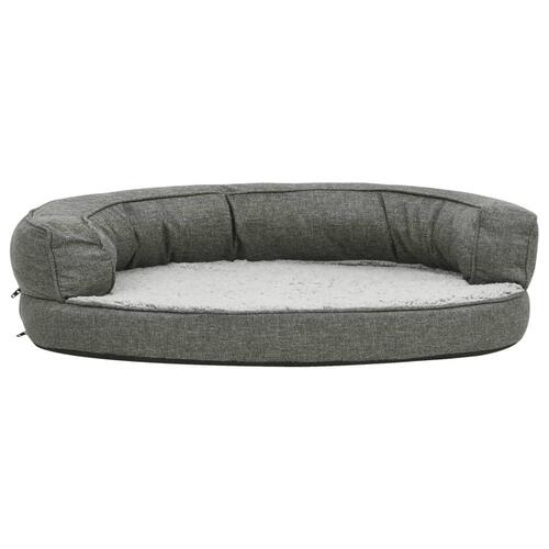 Ergonomisk hundeseng 90x64 cm hør-look fleece grå