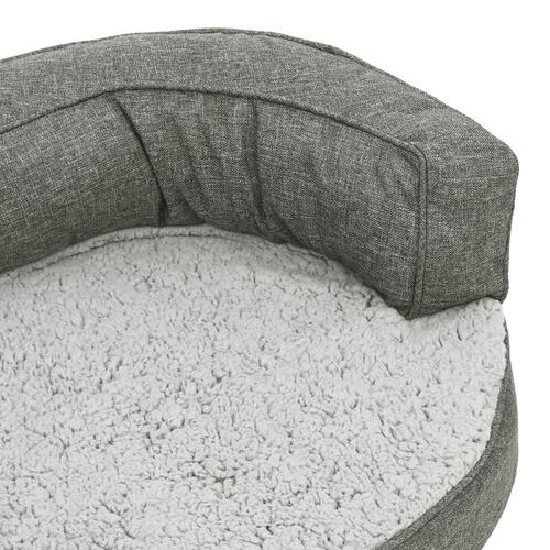 Ergonomisk hundeseng 90x64 cm hør-look fleece grå