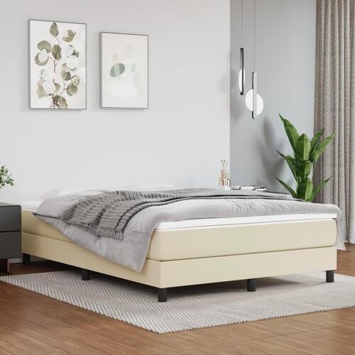 Springmadras med pocketfjedre 140x190x20 cm kunstlæder creme