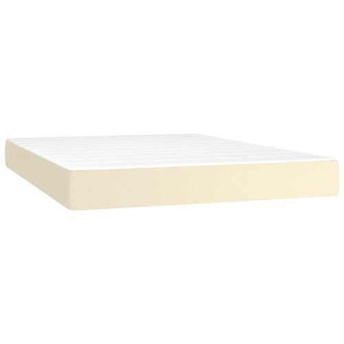 Springmadras med pocketfjedre 140x190x20 cm kunstlæder creme