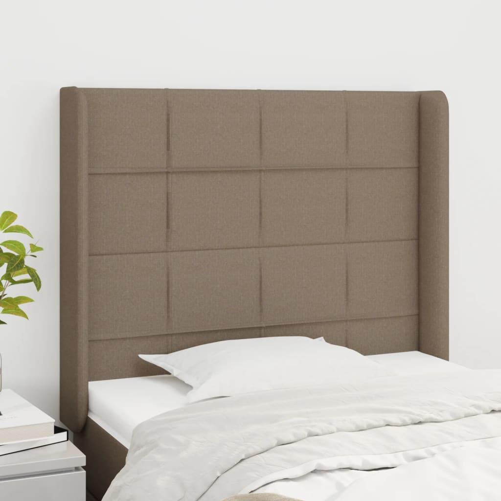 Sengegavl med kanter 83x16x118/128 cm stof gråbrun billede