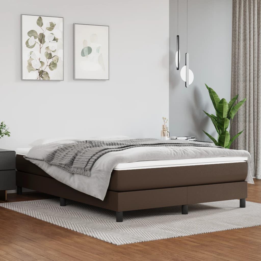 Springmadras med pocketfjedre 140x190x20 cm kunstlæder brun