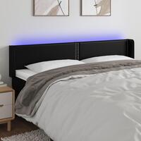Sengegavl med LED-lys 183x16x78/88 cm kunstlæder sort