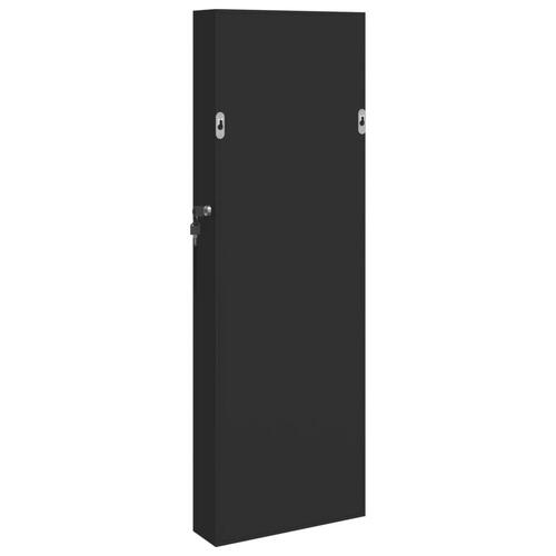 Væghængt smykkeskab med spejl 30x8,5x90 cm sort